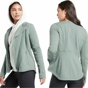Athleta Moto Jacket Sage Green Asymmetrical Zip Sz L